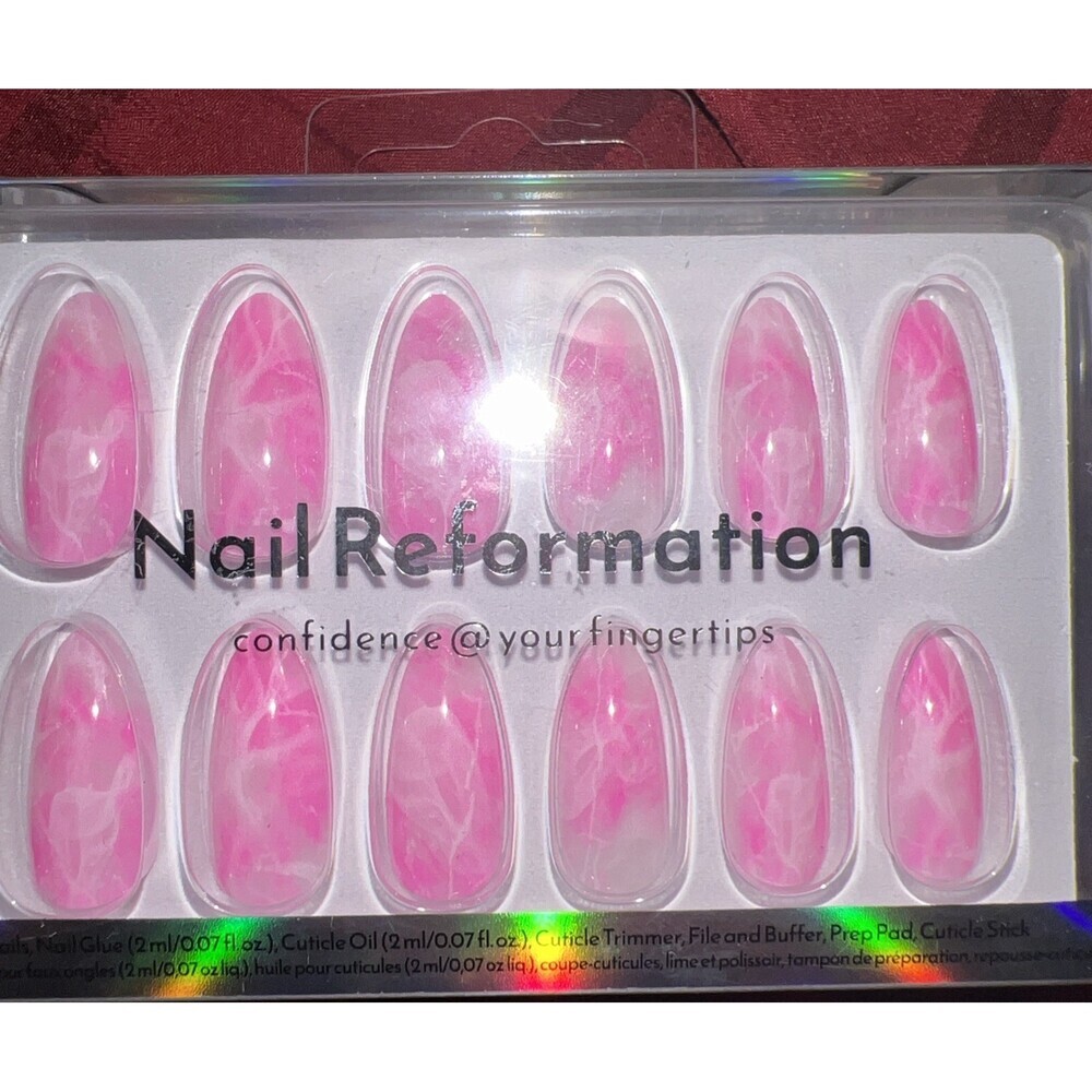 NailReformation Pink Tye-Dye Press-On Nails Medium Almond